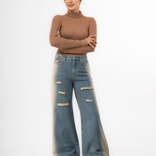 شلوار بگی جین کمر ساده مدل الیزا