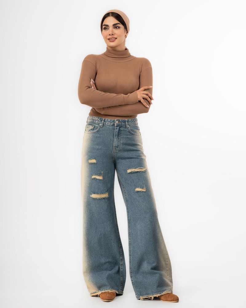 شلوار بگی جین کمر ساده مدل الیزا